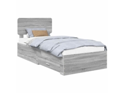 Estrutura da Cama Cinza Sonoma 100x200 cm com Madeira Processada MAISON EXCLUSIVE