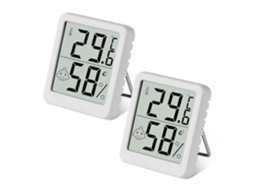 Termômetro, 2 Unidades De Mini Termômetro E Higrômetro Digital Com Suporte De Metal, Termohigrômetro Com Indicador De Dados Em Formato De Carinha