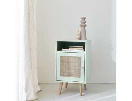 Mesa de Cabeceira de Vime Escandinava Verde Celadon SWEEEK