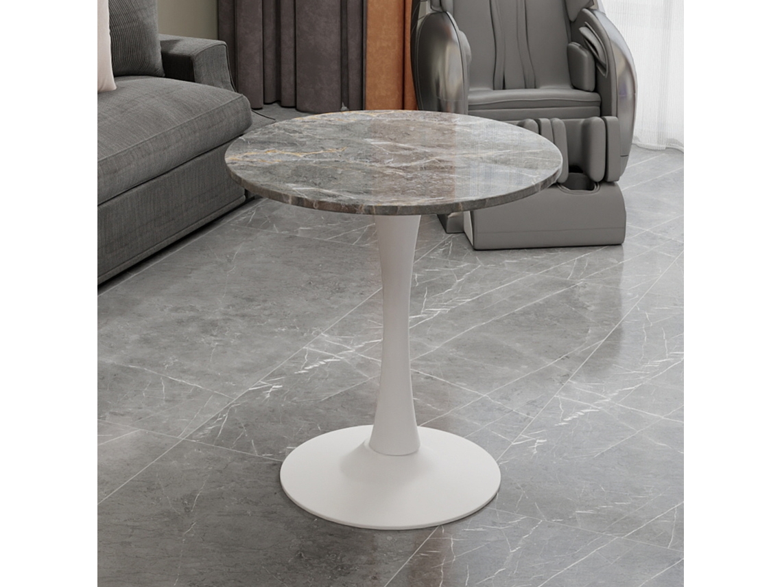 Mesa Centro 70cm Mármore Cinza Escuro, Mid-century, 2-4p.-mh