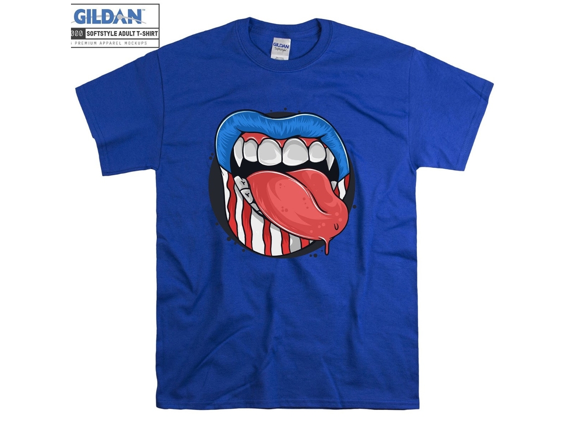 T-shirt Rockinstone American Lips And Tongue Artsy Usa（l）