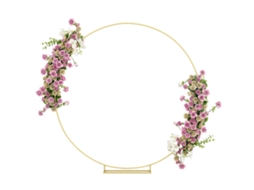 Arco Jardim Redondo Metal Rosas Arco Casamento Decoração 230x28x234 Dourado