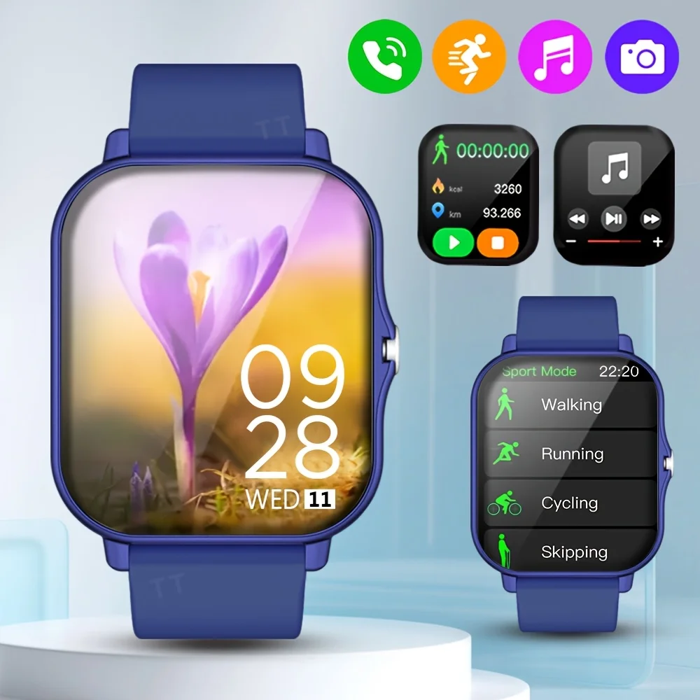 (azul) Novo Smartwatch Multifuncional Com Tela Sensível Ao Toque Hd De 1,83 Polegadas
