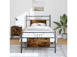 Vidaxl Estrutura Cama S/ Colchão Derivados de Madeira Carvalho Fumado