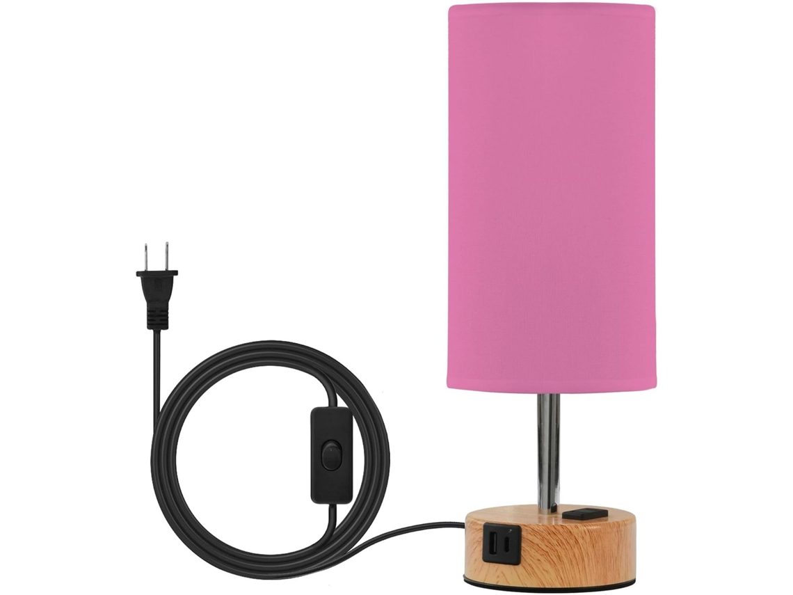 Luminária de mesa Yuiboo com 3 níveis de intensidade e cúpula revestida em tecido, rosa vibrante.