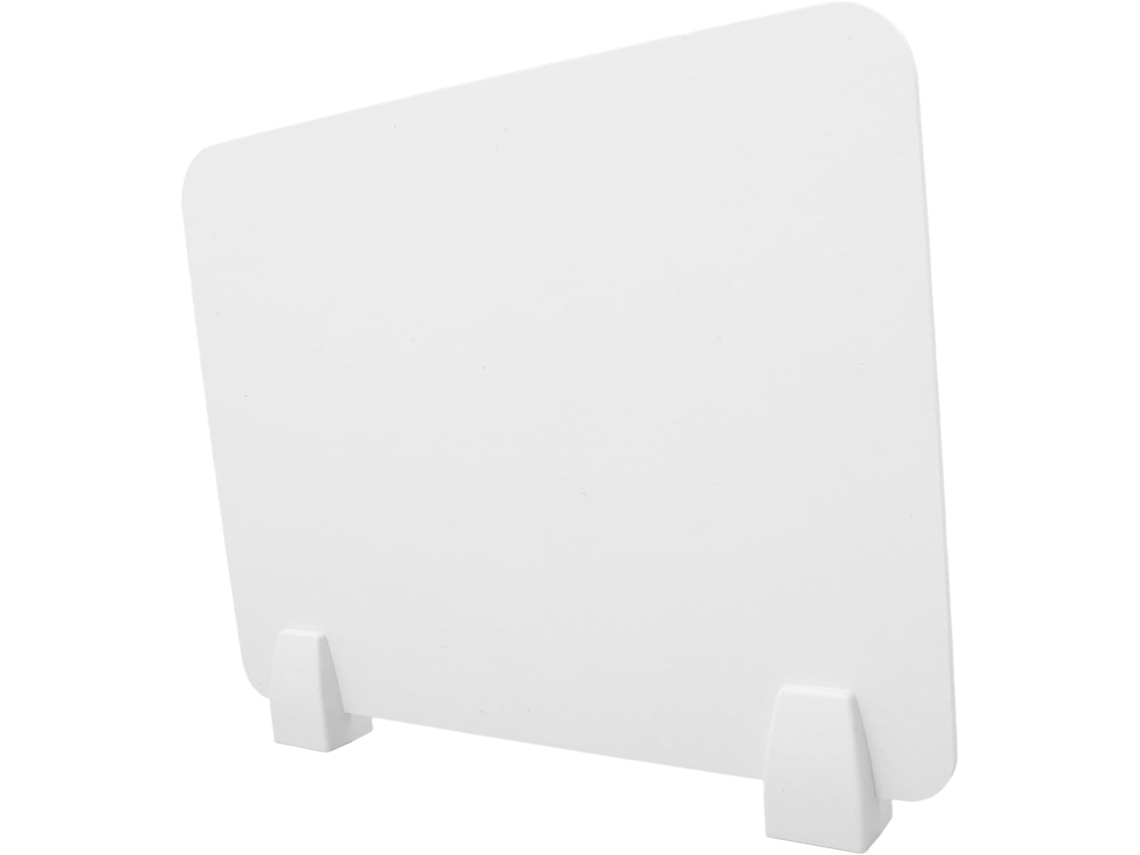 Divisória de mesa, conjunto com 1 unidade, em PVC branco, à prova de derramamento.