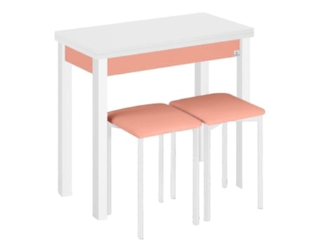 Pack Mesa de Cozinha com 2 Bancos Livro Deco Salmão
