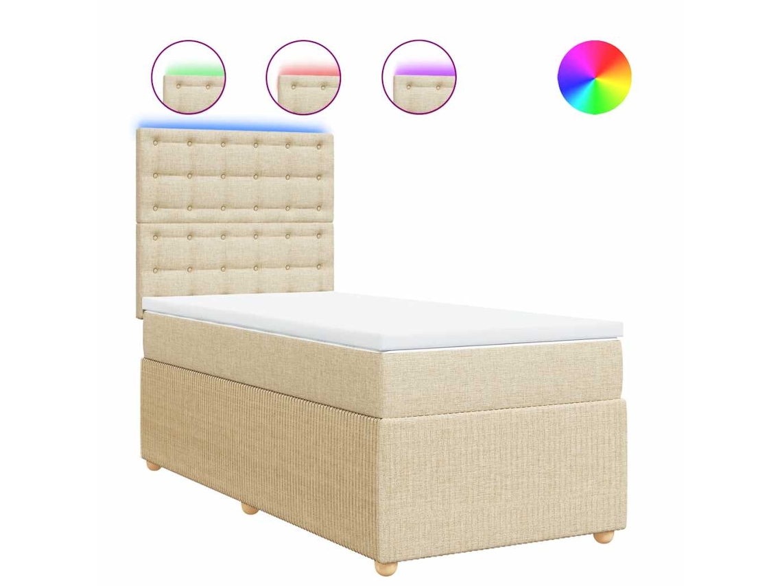 Box Spring Bed, Box Spring Beds Vidaxl Creme Tecido (90 X 190 Cm)