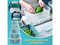 Conjunto 5 Peças Recipientes De Conservação - Cestos De Camada Dupla Para Lavagem E Desidratação De Vegetais