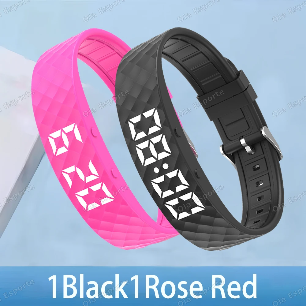 Rastreador de Atividades MDUG com Alarme Vibratório, Monitoramento do Sono, Pedômetro (vermelho e preto)