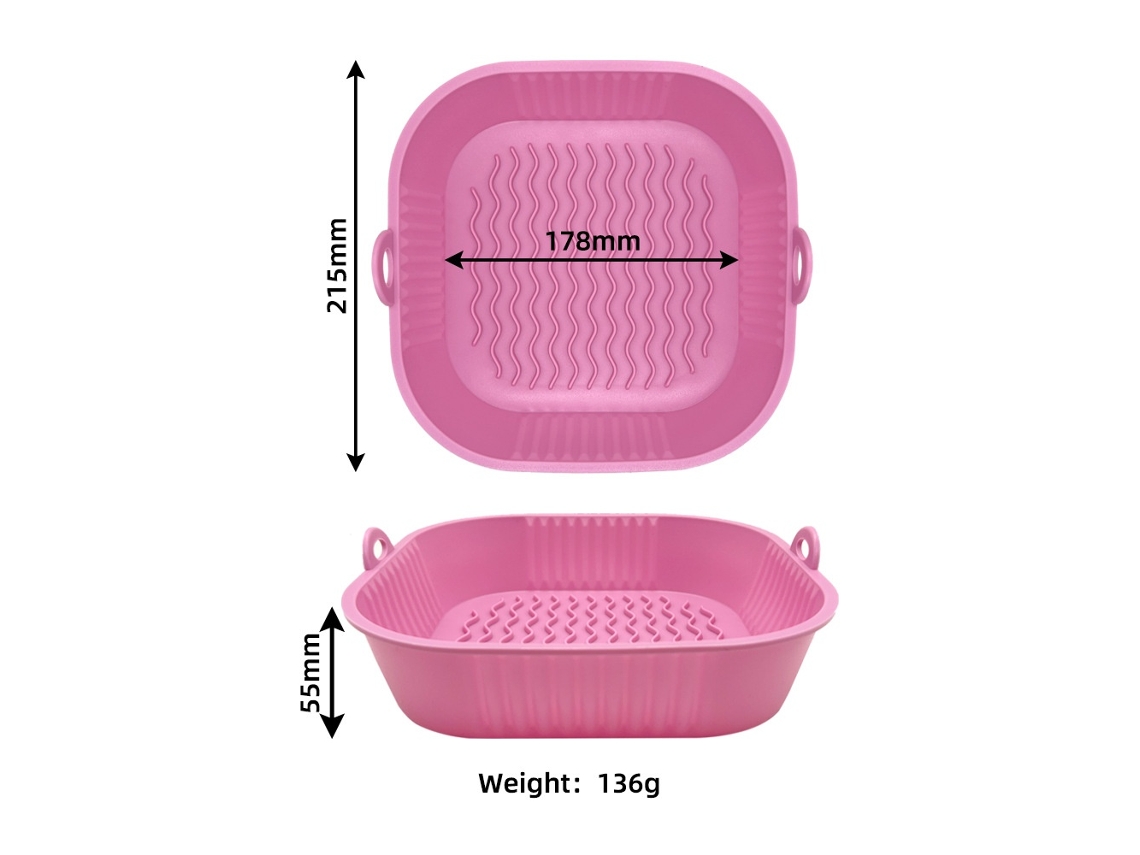 Elysve Forro Para Fritadeira De Ar Dobrável, 8 Polegadas, 21,5 X 17,8 X 5,5 Cm, Silicone