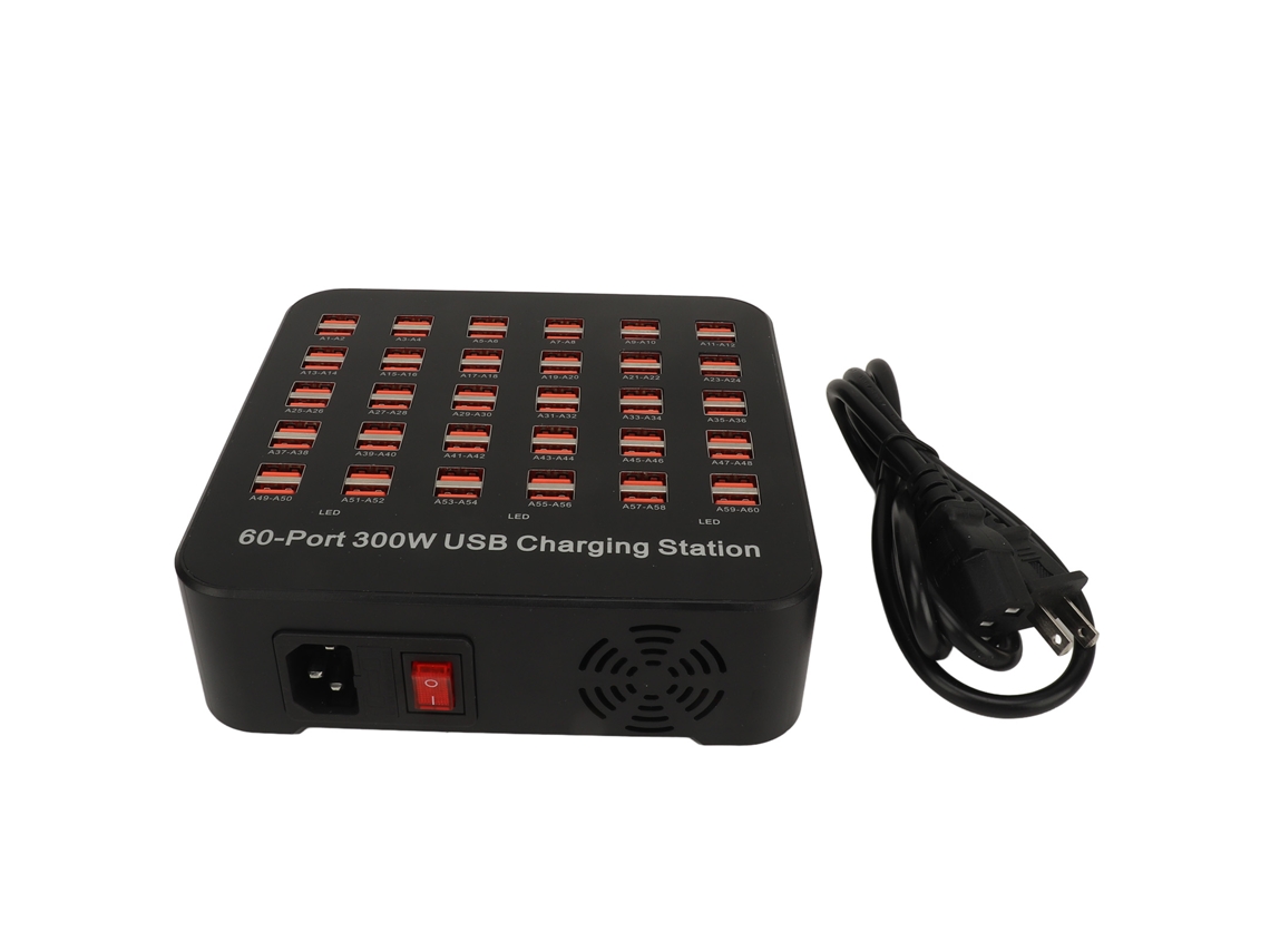 Aetheria estação de Carregamento Usb 60 Portas 300w Carregamento Rápido Dock para Celular e Tablet