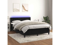 Vidaxl Cama Box Spring C/ Colchão/led 140x200 Cm Veludo Preto