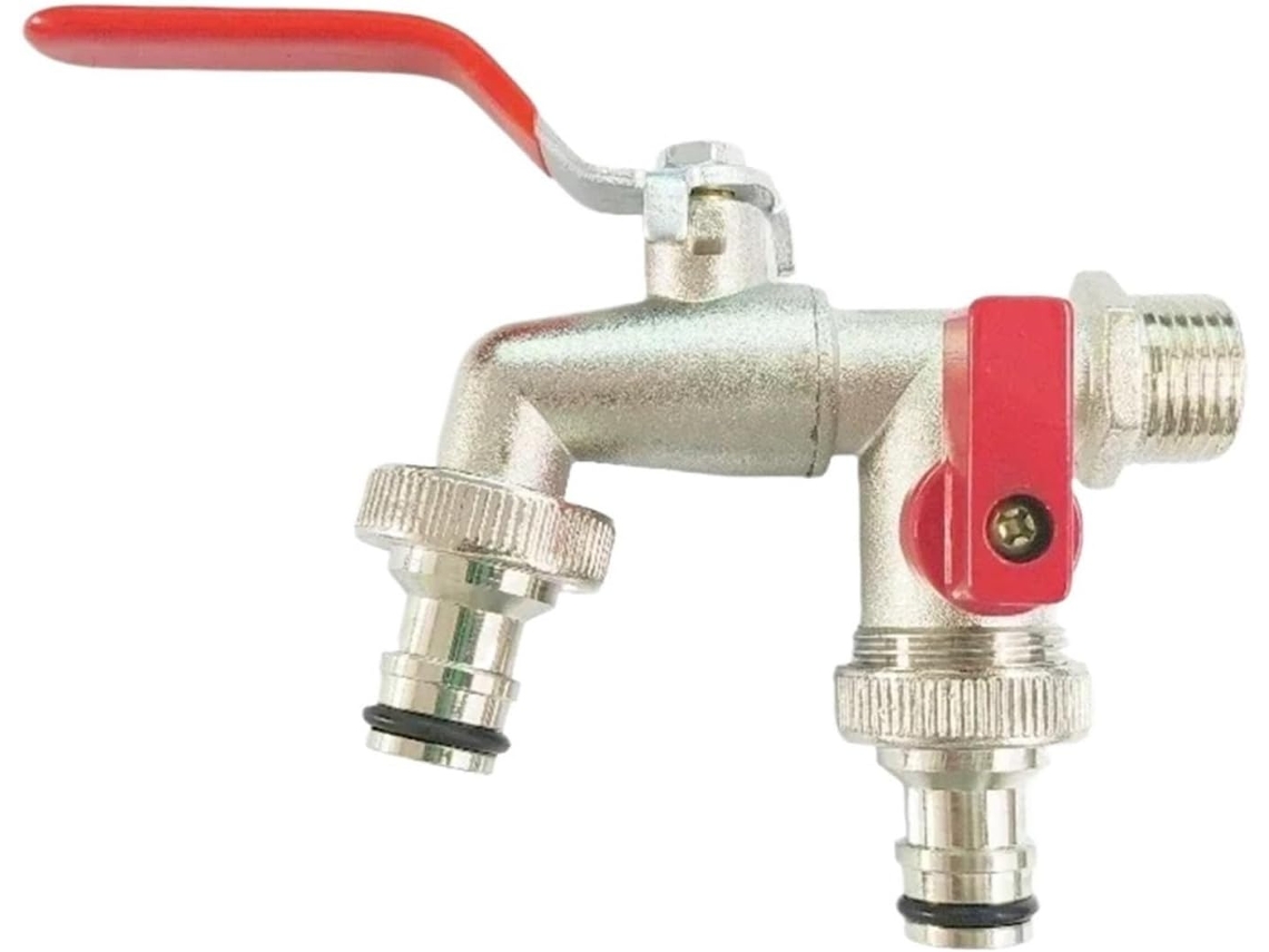 Torneira De Jardim Externa Com Chave Fita, 1/2'' 3/4'', 1 Entrada, 2