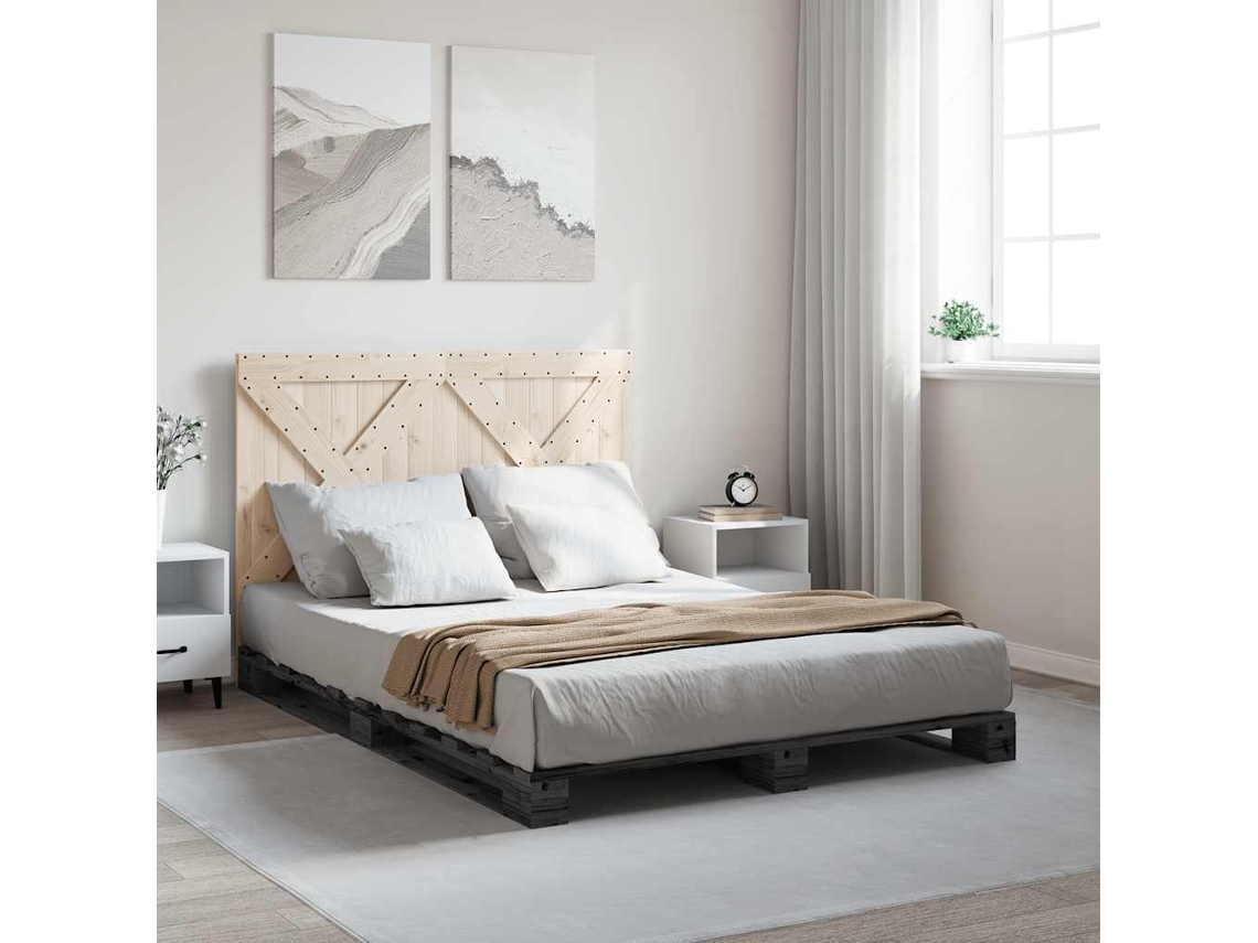 Vidaxl Estrutura De Cama Com Cabeceira 160x200cm Pinho Maciço Cinzento