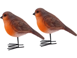 2 Estatuetas de Pisco de peito ruivo em Resina, Decoração Detalhada de Pássaros para Interiores, Modelo de Animal Leve CHABERLU