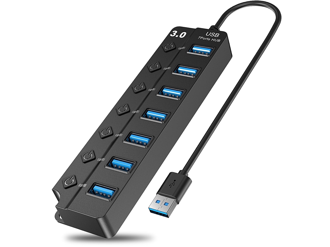 Hub Usb 3.0 De 7 Portas Para Laptop E Desktop Com Interruptores Individuais. Aquaforge