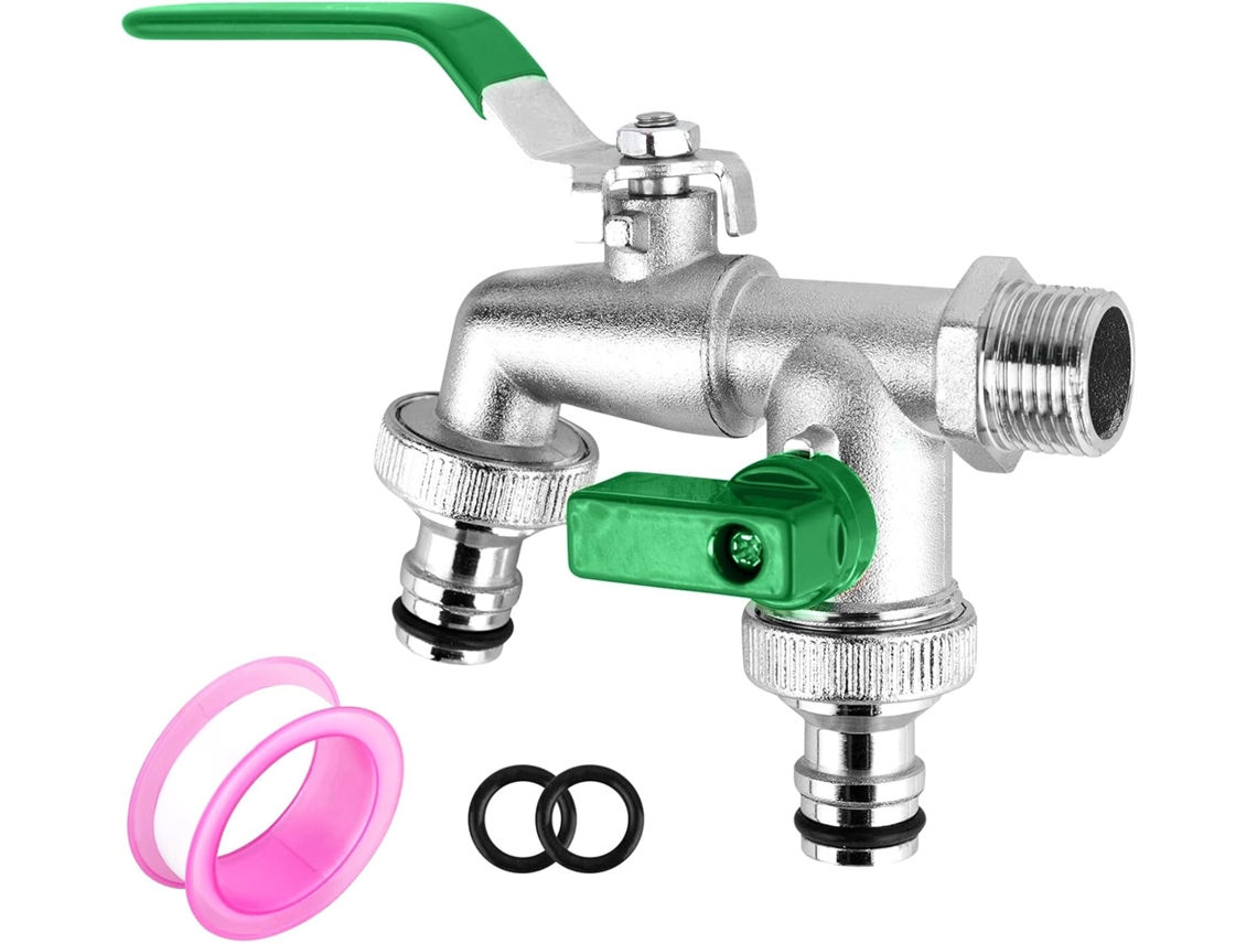 Torneira De Cobre Dupla/vermelha De 1/2 E Interface De Saída Em Polegadas Para Áreas Externas, Domésticas E Industriais, Universal SUNNY SPACES