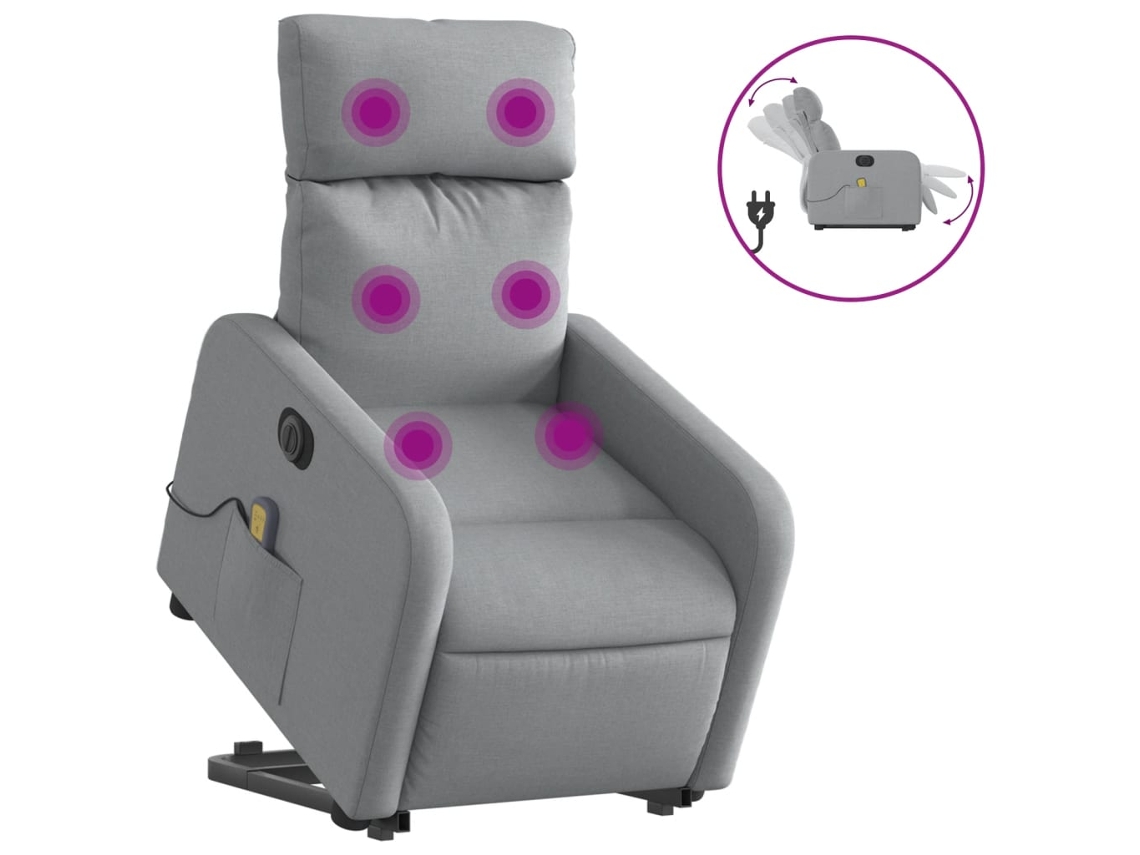 Electric Stand Up Massage Recliner Chair, Electric Stand Up Massage Recliner Chairs Vidaxl Cinzeto Tecido