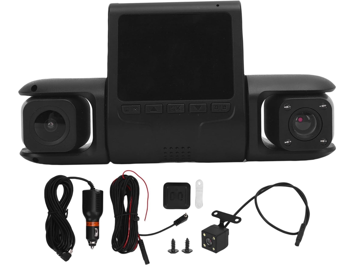 Câmera Tableau De Bord 1080p Em 3 Canais, Gravação Vídeo Clair, Controle Emergência, Por Aplicativo Wifi,