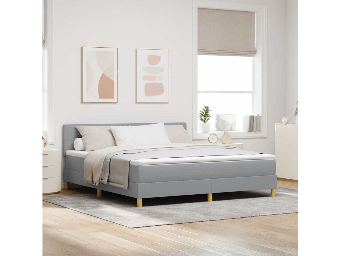 Vidaxl Cama Box Spring Led Cinzento-claro 180 X 200 Cm Tecido