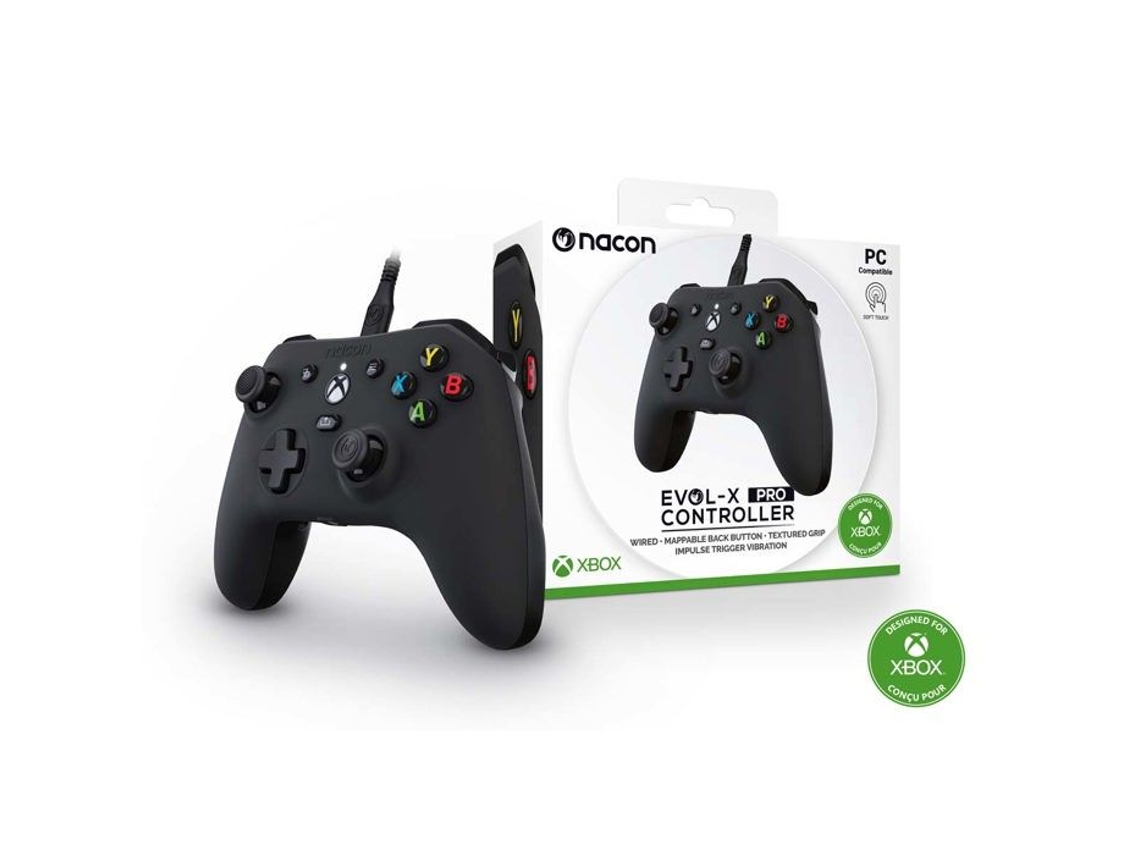 Manete Com Fio Evol X Nacon Preta Para Xbox Series X/s, Compatível Com Pc Com Cabo Destacável De 3 Metros.