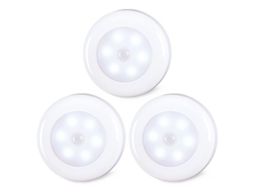 Luz De Sensor De Movimento Interior Linjou, Luz Nocturna Led Sem Fio Para Armários (branco Frio, 3 Pacotes)