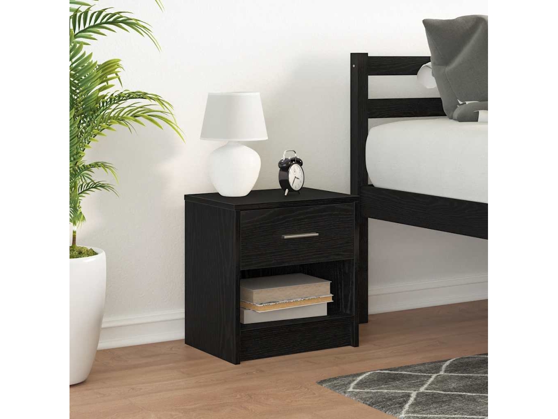 Vidaxl Mesa De Cabeceira Com Gaveta 39x28x41 Cm Preto