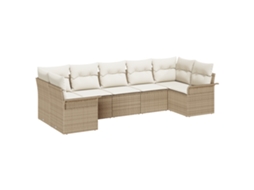 Conjunto 7 Conjunto De Assentos Para Jardim Vidaxl Bege Vime Pe (232 X 132,5 X 85 Cm)