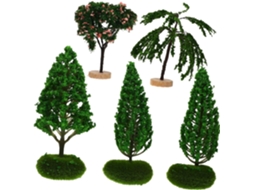 Conjunto De 5 Árvores Em Miniatura De Plástico Para Decoração De Dioramas E Cenários.
