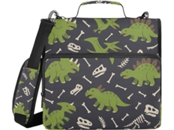 Mochila para macarrão com estampa de esqueleto de dinossauro, zíper, alça de ombro e alça transversal, grande capacidade, 3,8 cm de comprimento, 3 argolas.