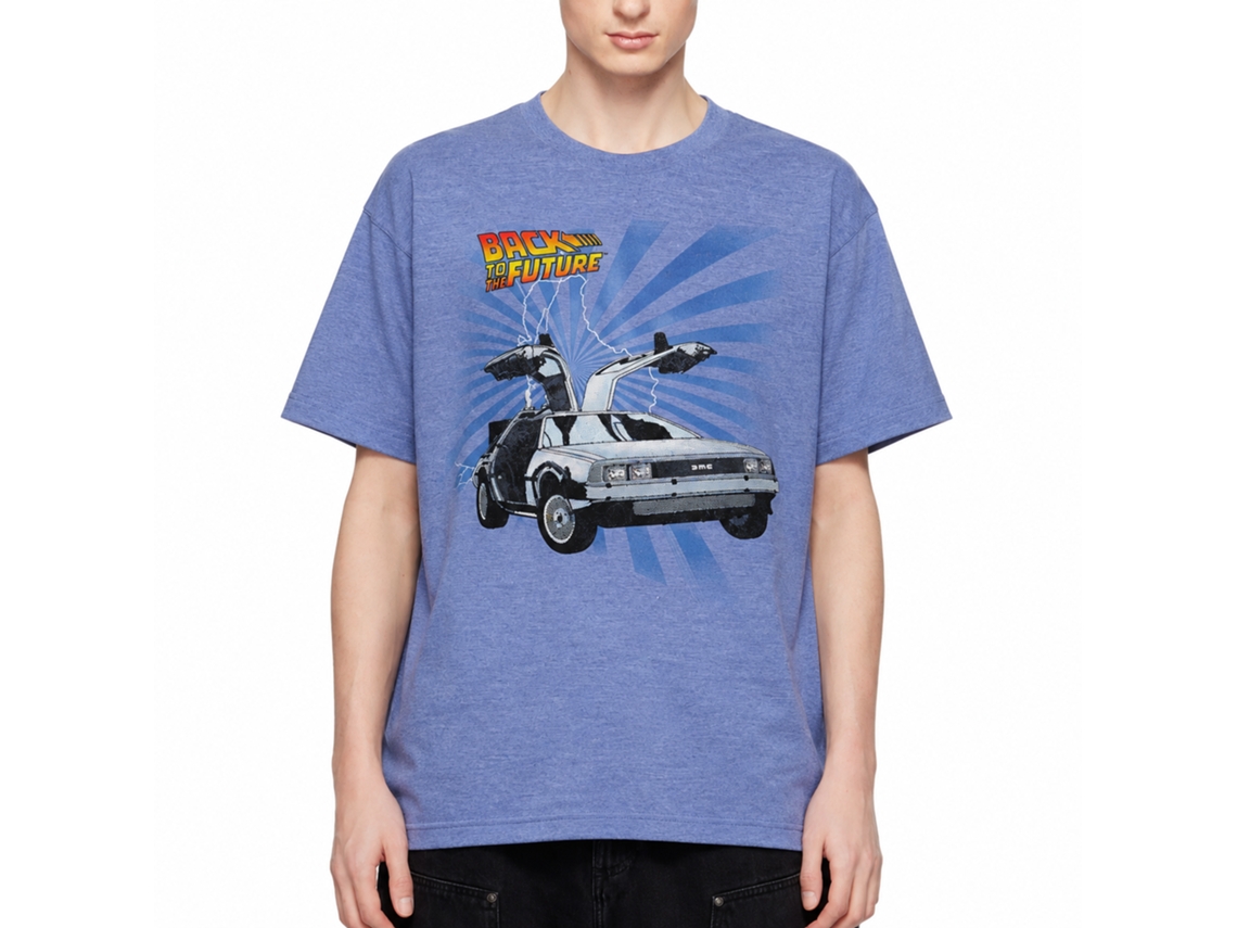 Rockinstone Back To The Future Movie Comical Heather Light Blue Adult T-shirt Size:xl