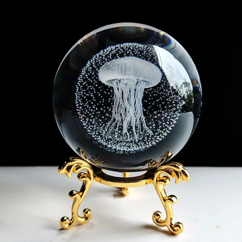 Bola de Cristal 60mm Esfera de Vidro Esculpida em 3d Peso de Papel com Base MDUG (estilo 26 60mm)