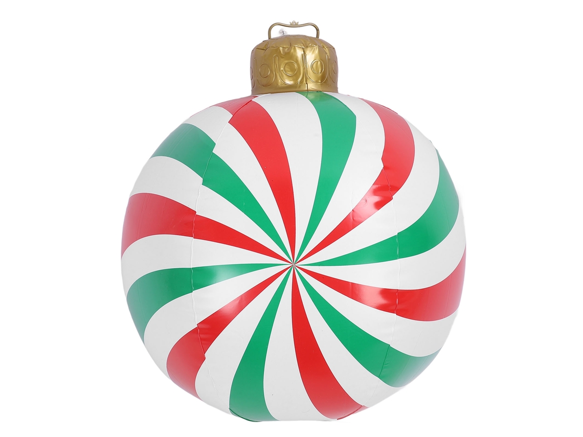 Primerox bola Inflável de Natal em Formato de Doce Pvc 60cm Listras Vermelho e Verde para Jardim Ao Ar Livre