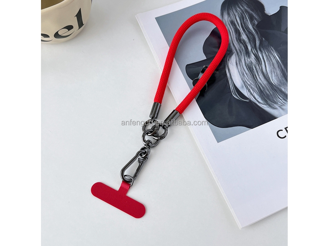 Qu-universal Cordão Para Celular Com Alça Curta Para Pulso Chaveiro Com Corda E Suporte Para Celular Em Poliéster