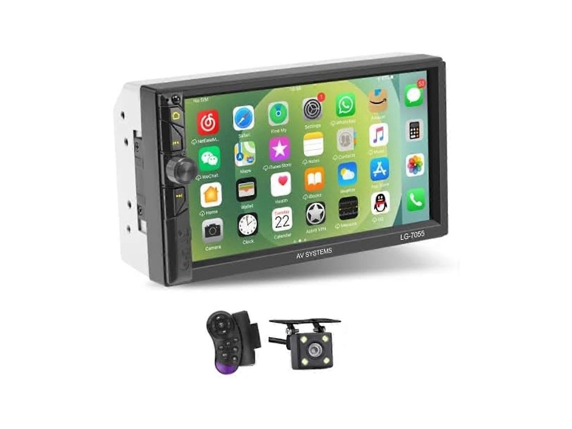 Som Automotivo Double Din De 7 Polegadas Com Tela Sensível Ao Toque, Câmera De Ré, Compatível Com Carplay Jsr Brilvibera