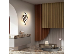 Rebe luz de Parede Interior Led 16w, Curva, Luz Branca Quente 3000k, 2000 Lumens, Preto, Ip20