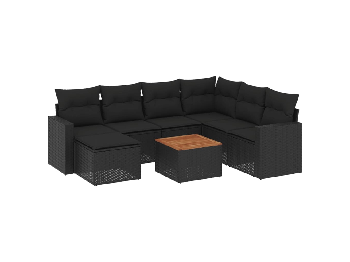 Maison Exclusive - 8 Pcs Conjunto Sofás De Jardim Com Almofadões Vime Pe Preto