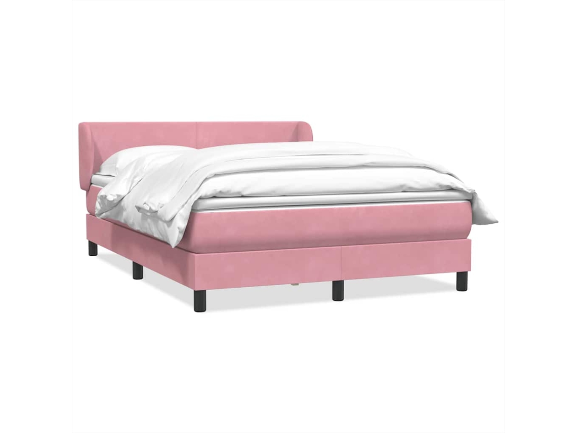 Vidaxl Cama Com Molas/colchão 160x220 Cm Veludo Rosa