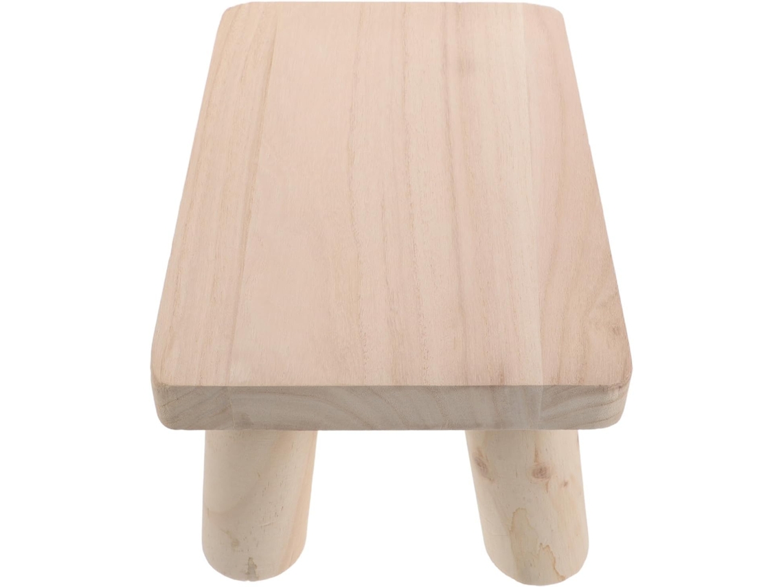 Banquinho Pequeno E Resistente Em Madeira Natural Com Base Antiderrapante/banquinho De Apoio
