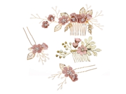 Conjunto De 4pcs Pente De Cabelo Para Casamento, Acessório Floral Com Pedras, Presilhas Para Cabelo Noiva, Acessórios Para Vestido De Noiva (azul)