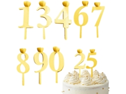 Conjunto De 10 Castiçais Com Números Para Bolos De Aniversário, Decoração Para Festas |