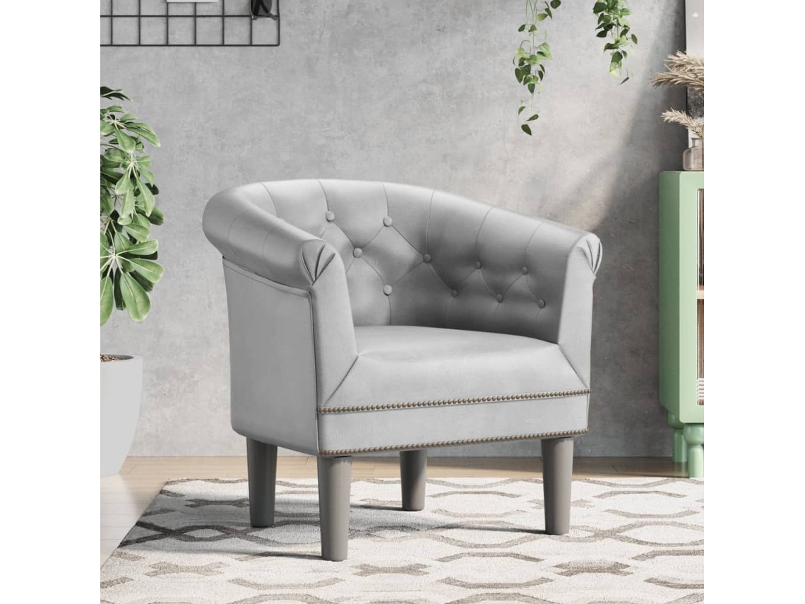 Vidaxl Poltrona Couro Artificial Prateado