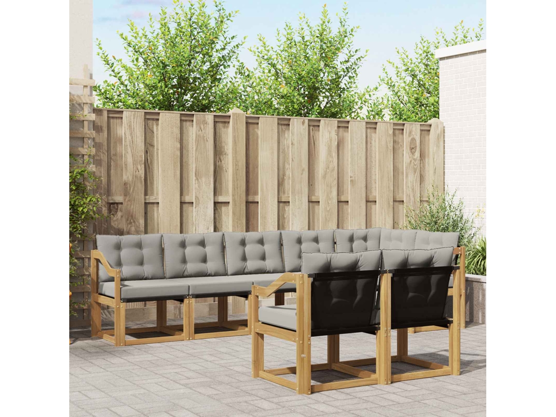 Vidaxl Conjunto De Sofás Para Exterior 8 Pcs Branco E Cinzento-claro