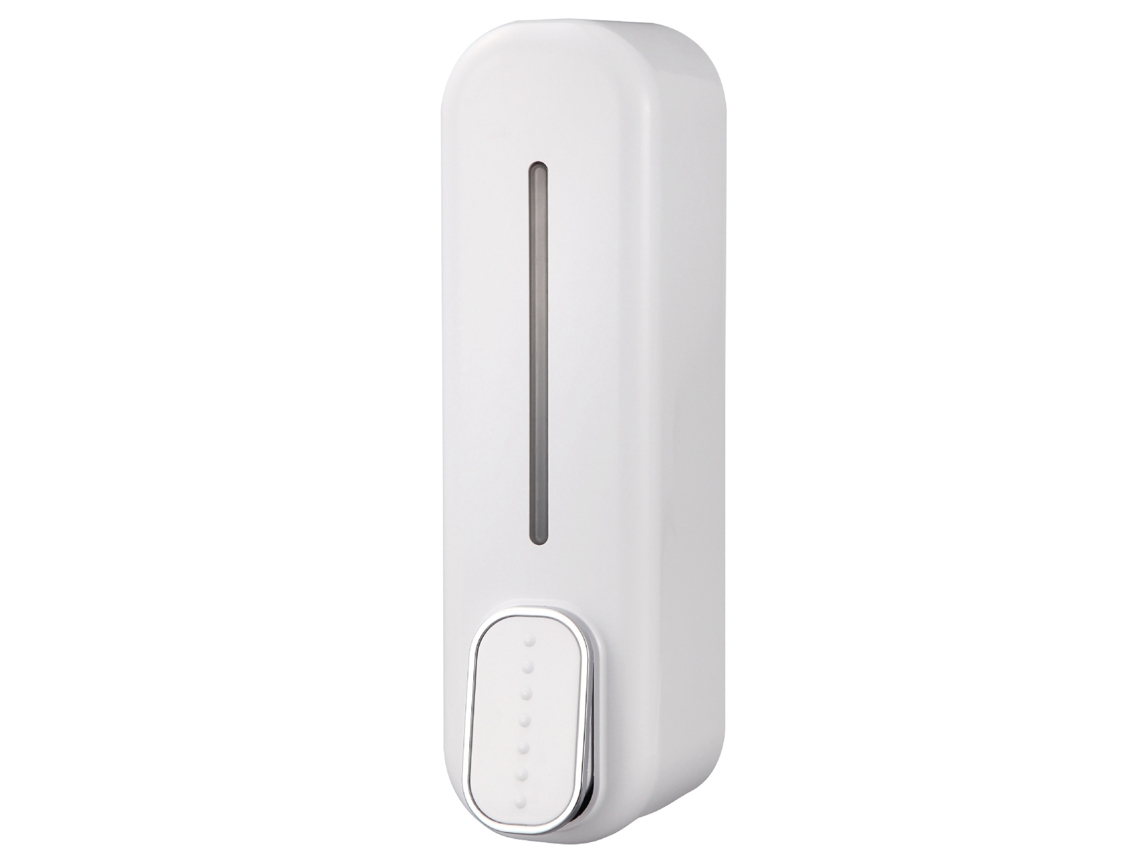 Dispensador de Sabão Manual 300ml Parede Abs com Janela Transparente Branco Hotel Casa