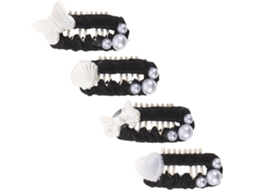 Presilhas De Cabelo Estimação Com Pérolas, 4 Peças, Pretas