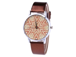Relógio de pulso casual analógico de quartzo com pulseira de PU para mulheres e homens (cor café)