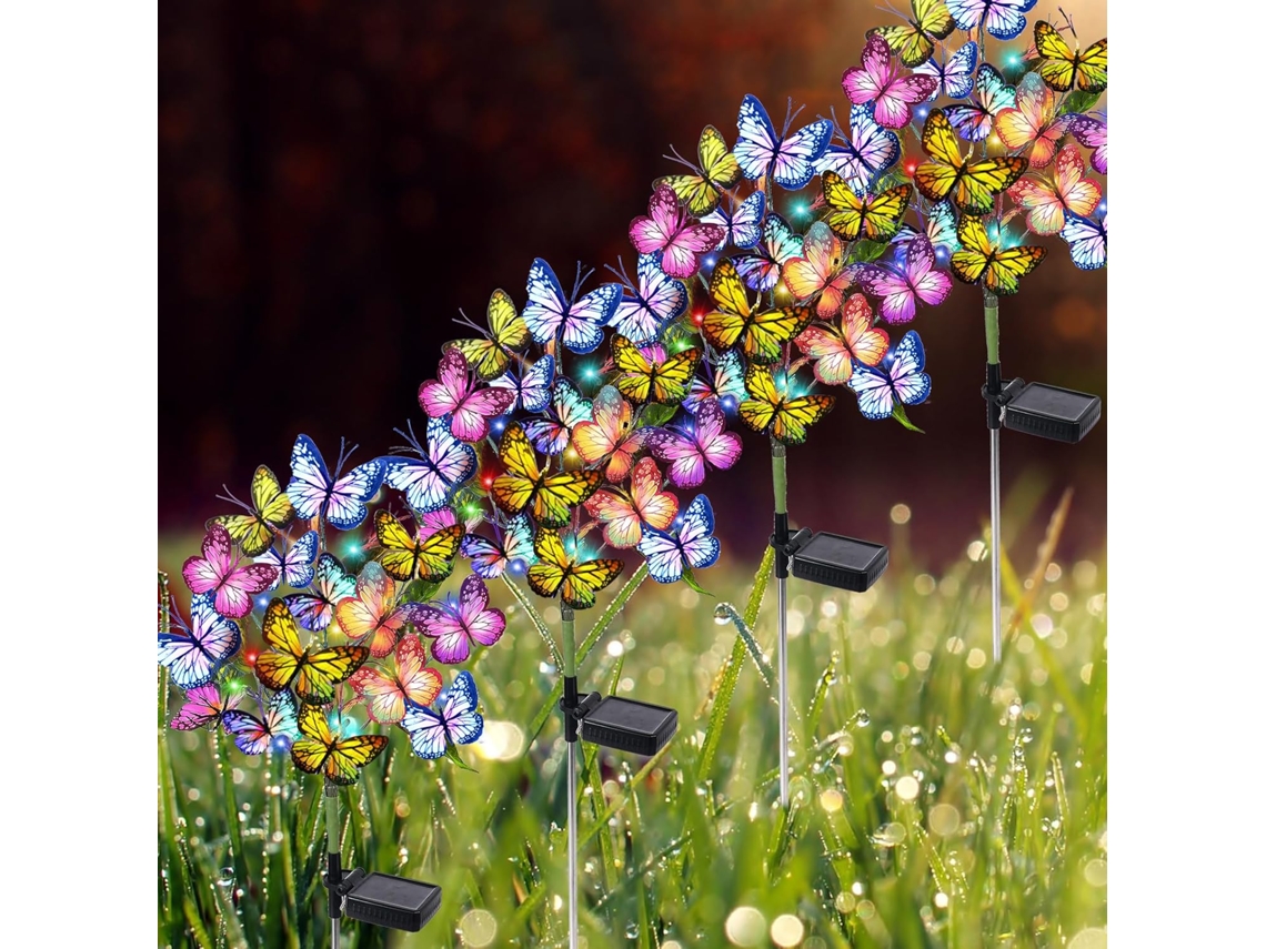 Conjunto de 4 Luzes Solares Impermeáveis para Jardim, Decorações Externas, Quintal e Natalina AQUAFORGE