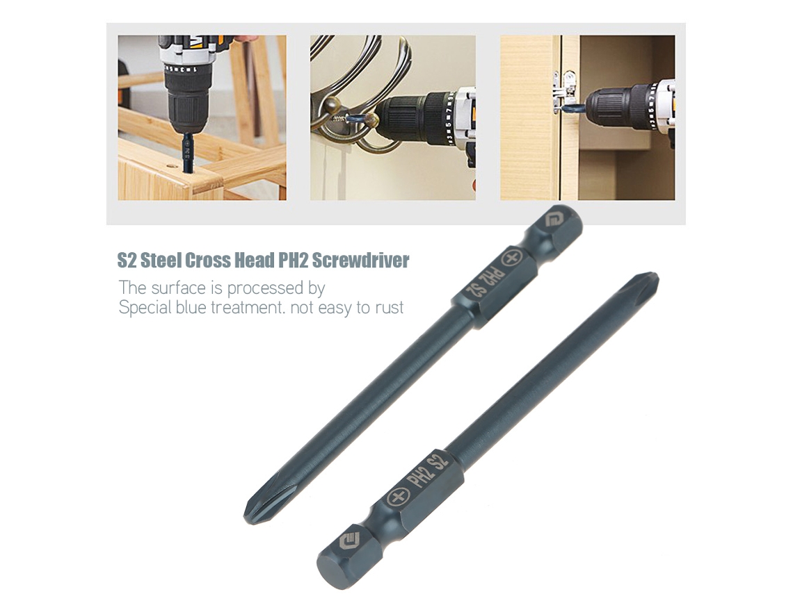 Laxiscreed Conjunto De Pontas Para Parafusadeira Phillips 2, 10 Peças, Aço S2 Steel, Para Precisão E Durabilidade