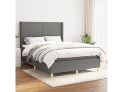 Vidaxl Cama Com Molas/colchão 140x200 Cm Tecido Cinzento-escuro